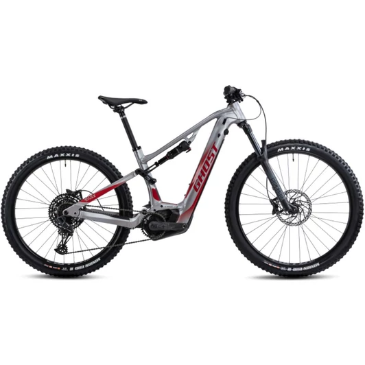 GHOST E-ASX 130 UNIVERSAL B750 LIGHT GREY/RED 2024 FÉRFI ELEKTROMOS ÖSSZTELESZKÓPOS MTB KERÉKPÁR