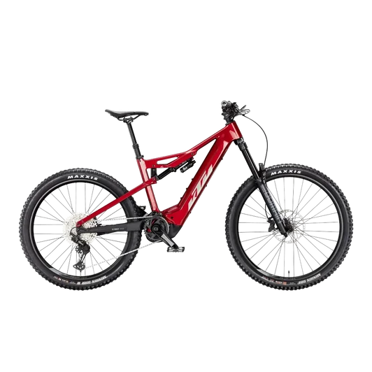 KTM MACINA PROWLER ELITE  M/43 Összteleszkópos elektromos MTB kerékpár CHROME RED+MATT BLACK színben