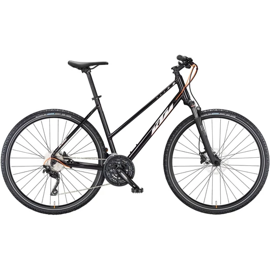 KTM X-LIFE ACTION TRAPÉZ FLAMING BLACK (SILVER MATT + ORANGE MATT) 2023 NŐI CROSS TREKKING KERÉKPÁR