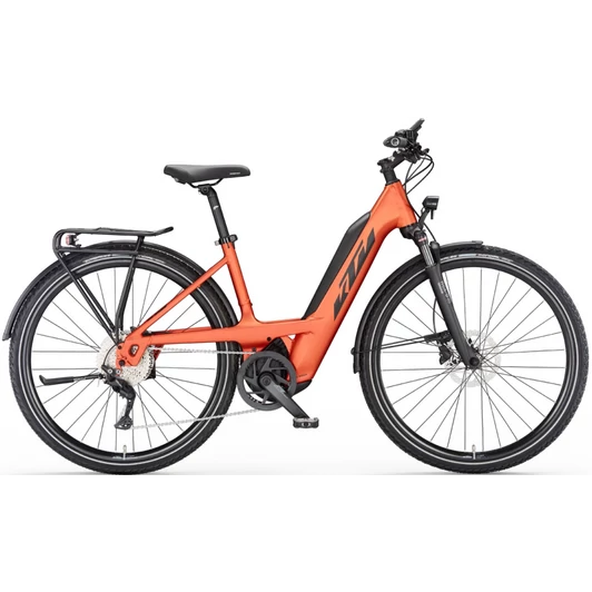 KTM MACINA SPORT 510 BURNT ORANGE MATT(BLACK+GREY) EASY ENTRY 2023 UNISEX ELEKTROMOS TREKKING KERÉKPÁR