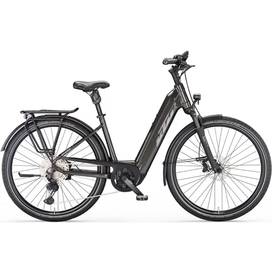 KTM MACINA STYLE XL MACHINE GREY(SILVER+BLACK) EASY ENTRY 2023 UNISEX ELEKTROMOS TREKKING KERÉKPÁR