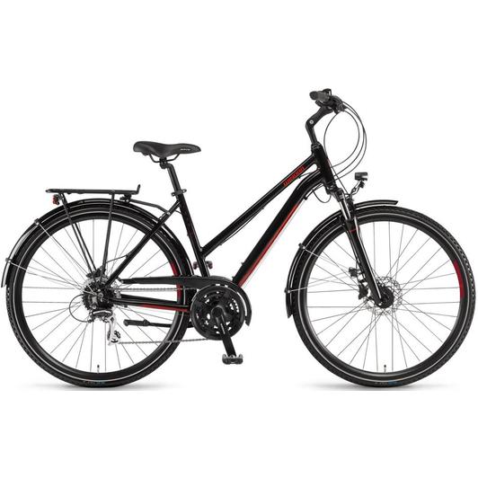 WINORA DOMINGO 24 DISC BLACK/RED TRAPÉZ 2022 NŐI TREKKING KERÉKPÁR